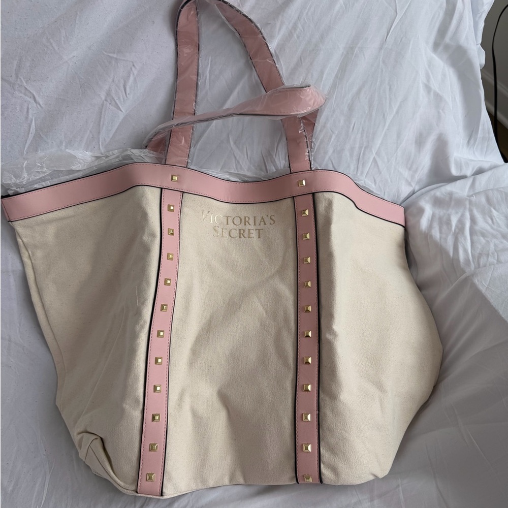 Victoria's Secret Pink and Cream Studded Tote